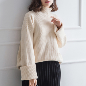 韩版喇叭袖长款毛衣