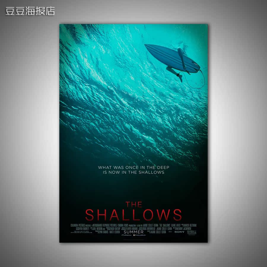 电影海报 鲨滩 两幅选 the shallows 鲨鱼装饰画挂壁客厅