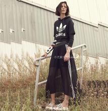 百褶长裙 AJ8521 雪纺运动半身裙 三叶草 女子 专柜正品 adidas