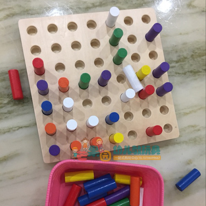 幼儿园益智玩具圆柱体插棍幼儿早教玩具数学木制玩具精细动作xl
