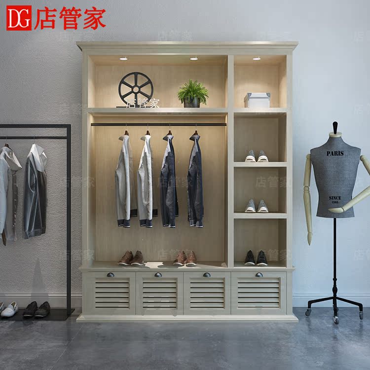 精品货架衣柜展示柜创意服装店靠墙高柜背柜鞋子皮具陈列柜定制