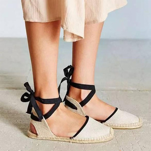 绑带草编渔夫鞋