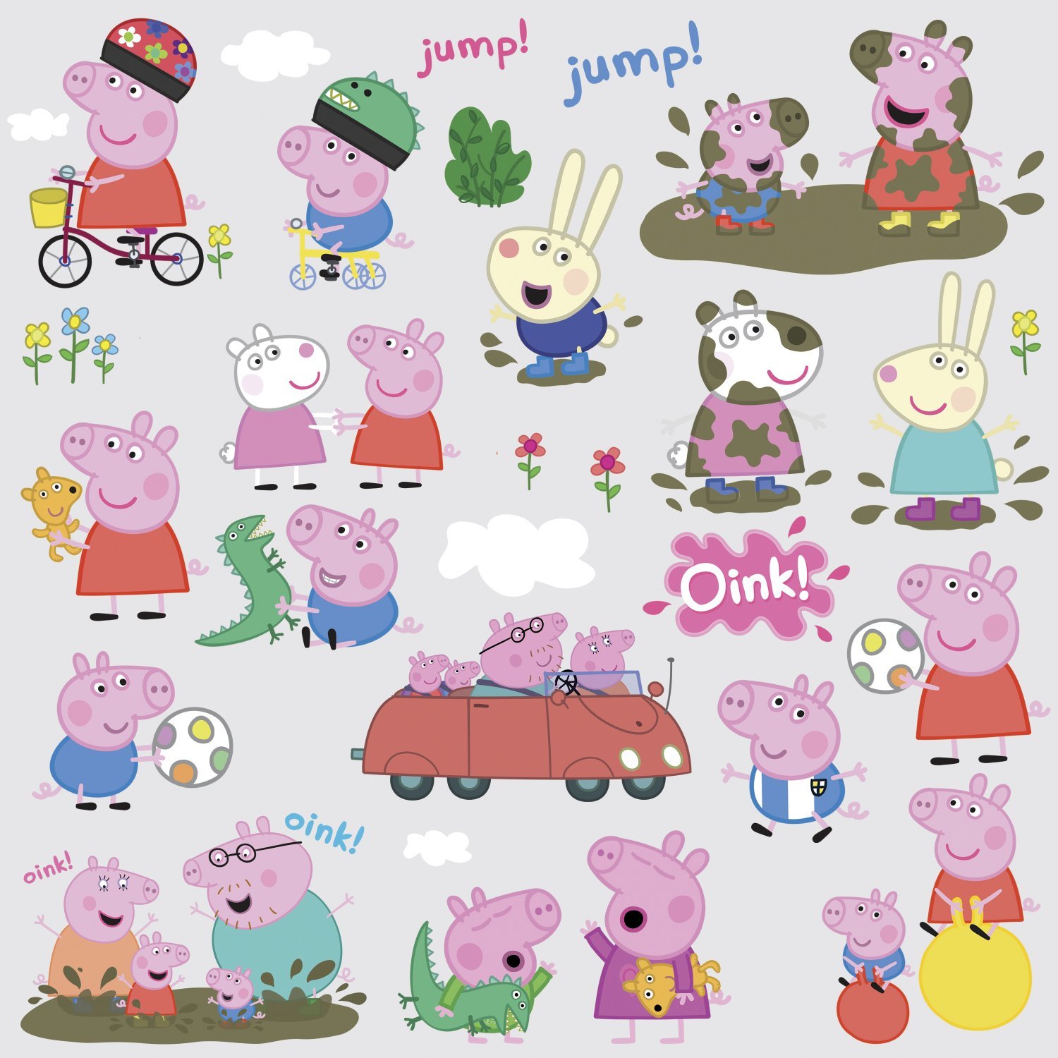 美国roommates儿童房墙贴画纸可移除粉红佩佩猪猪小妹peppa pig