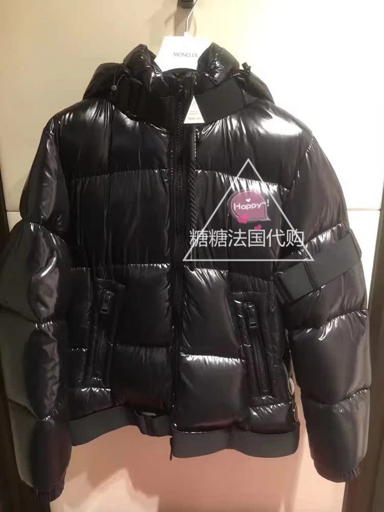 糖糖法国代购 moncler 17年新款袖标logo 连帽羽绒服brook