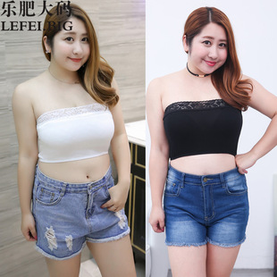 大码莫代尔抹胸 加大码短款裹胸胖mm大胸蕾丝背心200斤夏女装爆款