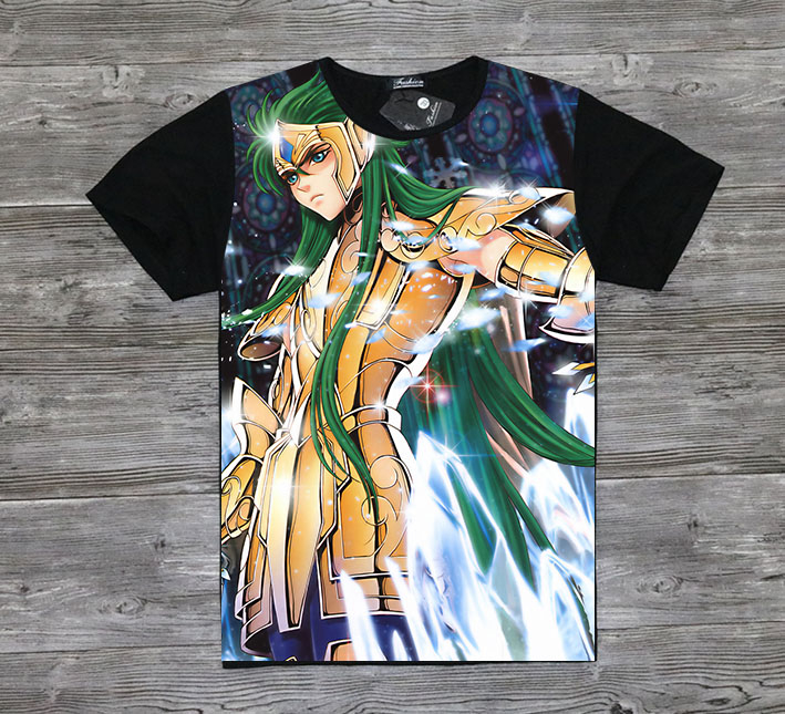 圣斗士星矢 黄道十二宫黄金魂 狮子座 短袖t恤 黑色 服装 衣服