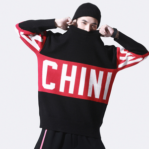 嘻哈潮牌撞色加厚毛衣