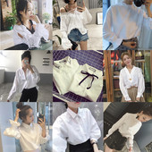 白衬衫 女学生宽松打底衫 韩范衬衣百搭衬衫 新款 2017潮长袖 韩版 春装