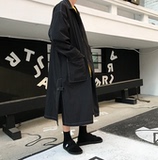 UAD工作室17SS韩国设计师时装走线暗黑风中长款廓形宽松防晒风衣