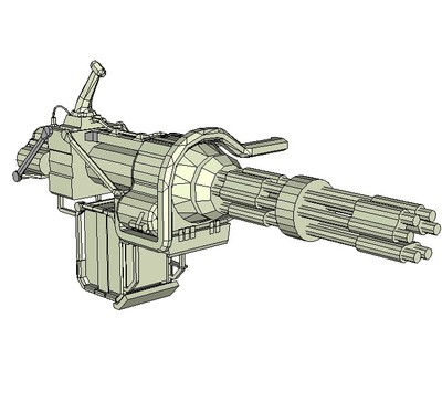 辐射3机枪加特林手工制作diy游戏周边道具纸模型 白模
