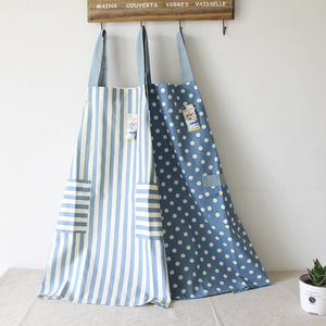 棉麻布艺简约成人厨房简约厨房清洁日式围裙日式围裙 可爱条纹波点文艺小清新店服