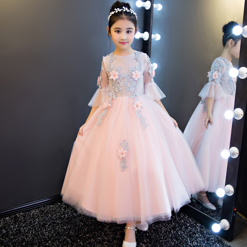 查看淘宝女童公主裙花童婚纱蓬蓬裙大童儿童钢琴走秀主持人演出服晚