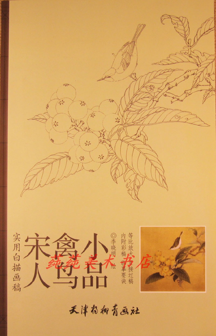 宋人禽鸟小品 实用白描画稿 李晓明 宋代花鸟斗方 原大临摹底稿
