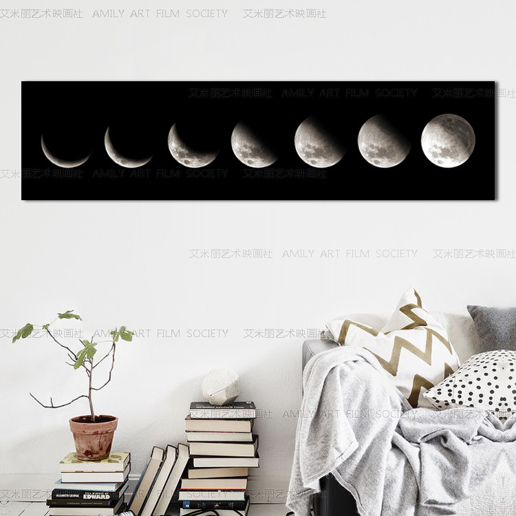 欧式无框画卧室床头装饰画简约时尚壁画月食星球挂画创意电表箱画