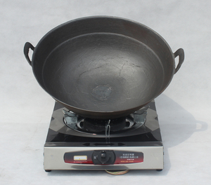 老式传统加厚圆底铸铁锅生铁锅炒锅炖锅38 40