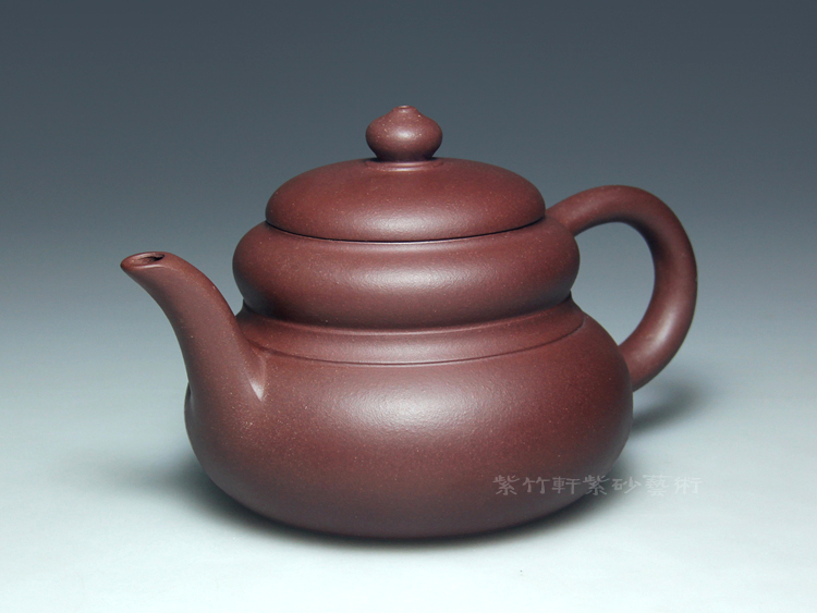 宜兴紫砂壶家用茶壶纯原矿底槽青名家吴海良330cc 全手工壶葫芦壶