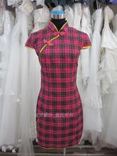限时打折 玫红礼服 KTV礼服短旗袍 礼仪服装 迎宾服装 包邮 MM179