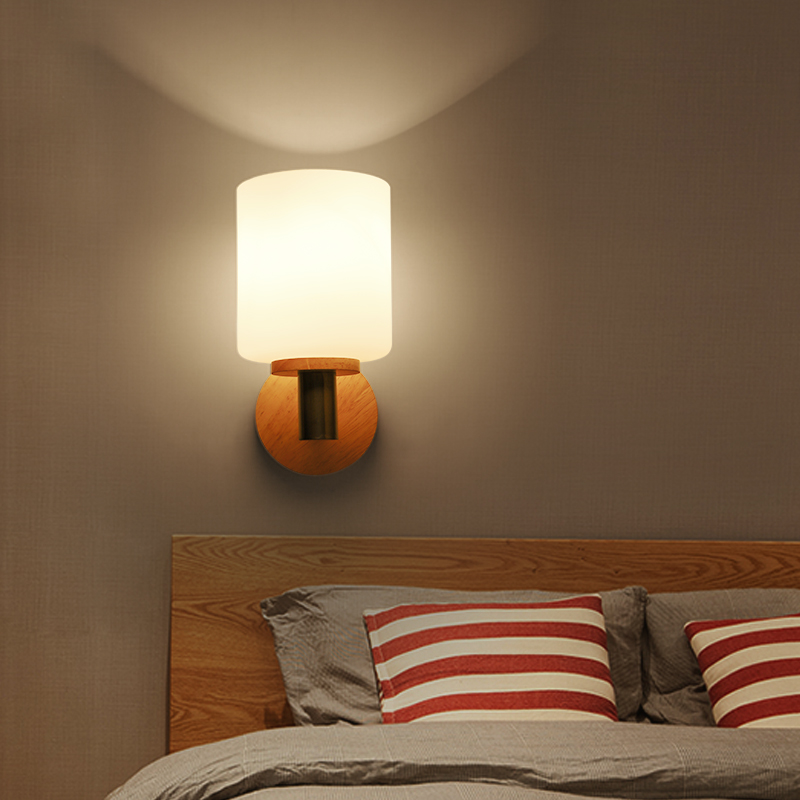 日式壁灯led床头灯卧室壁灯客厅现代简约北欧原木质阳台过道灯具
