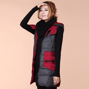 韩潮袭人<em>2015新款</em> 连帽加厚 <em>女士</em>中长背心<em>棉马</em>