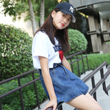 高腰阔腿短裤女夏2017新款女装百搭宽松韩版学生a字牛仔短裤热裤