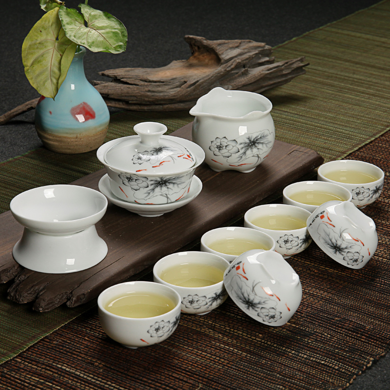 特价景德镇陶瓷功夫茶具套装 整套茶具 骨瓷茶杯套组 广告定做