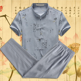 老年人夏装男70-80岁套装老人服装中老年唐装爷爷爸爸装50-60父亲