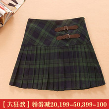 专柜正品2017春装新款依/恋小熊维尼少女学院风百褶短裙半身裙