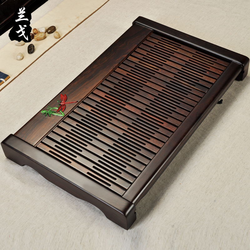 兰戈  黑檀木茶盘实木茶具套装 储水抽屉式功夫茶具茶台茶海特价