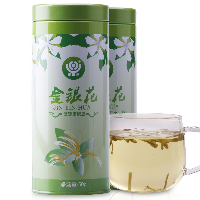 徽源徽源 精选无硫优质头采金银花 花草茶河南封丘金银花 50克/罐