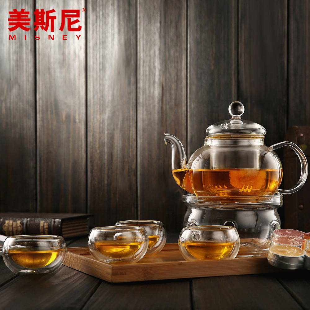 美斯尼茶具加厚耐高温茶壶加热泡茶器茶壶过滤整套 玻璃茶具套装