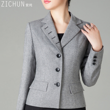 2014秋冬装新款纯色毛呢小西装加厚保暖 女修身显瘦长袖小外套