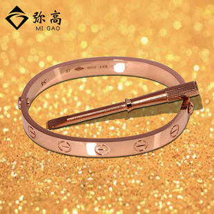 18k金玫瑰金经典空心手镯品牌正品直销新款特价包邮