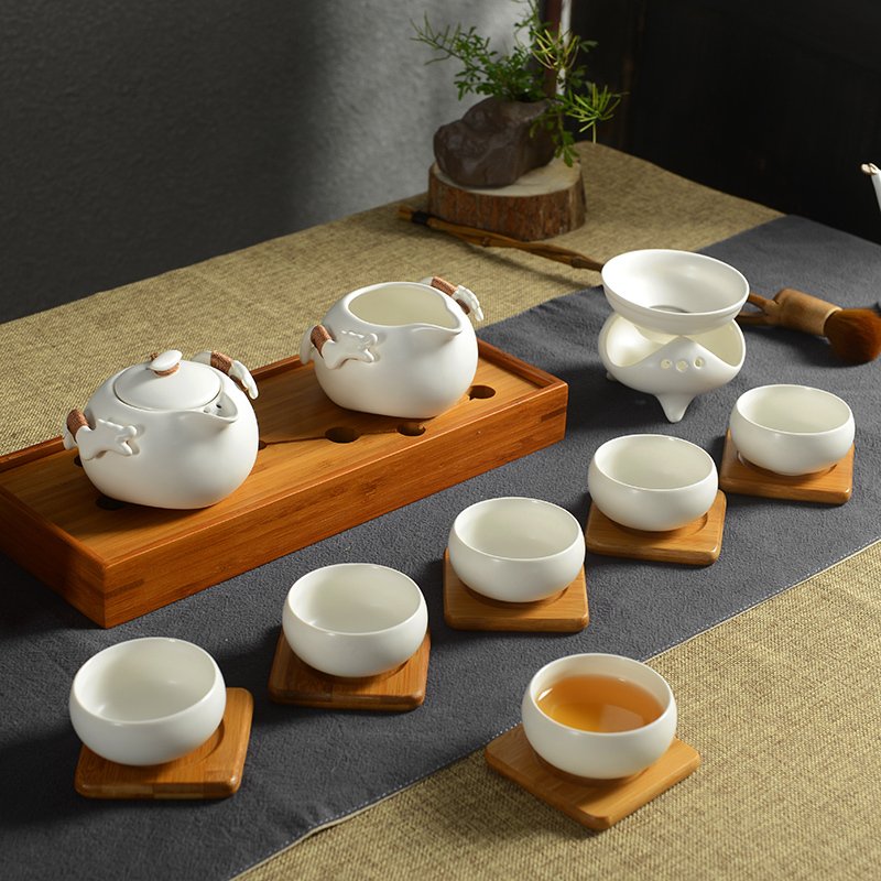 特价定窑巧云壶 整套陶瓷功夫茶具 茶壶茶杯过滤6人套装 送礼品盒