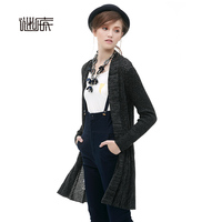 <em>谜底女装</em>2014冬装新款特供款<em>开衫</em>拼色中<em>长款</em>