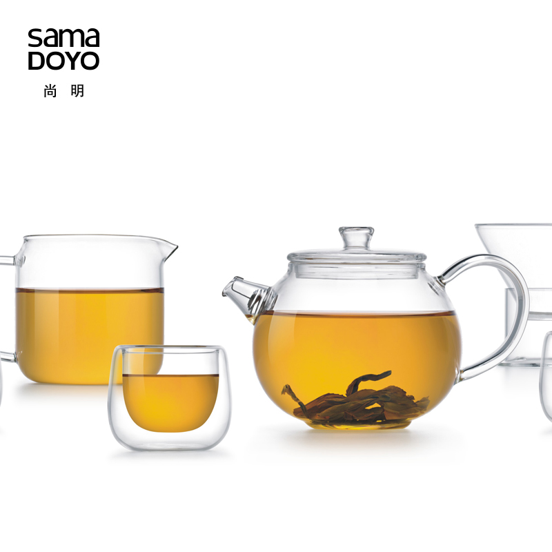 尚明加厚耐热红茶玻璃茶壶套装 泡茶壶透明不锈钢过滤功夫茶具