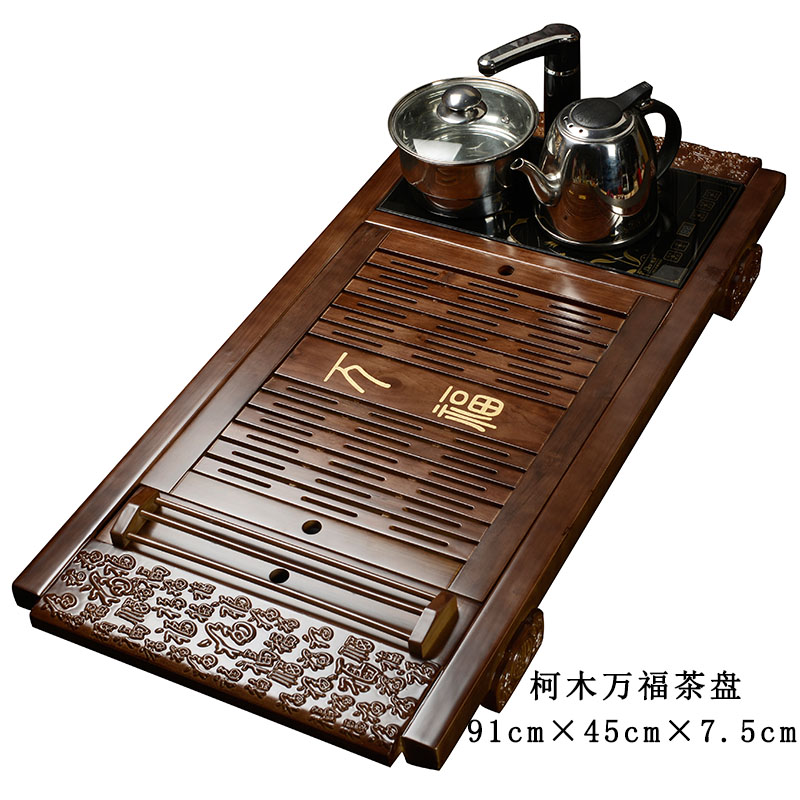 美阁 抽屉式木质储水茶台特价 整套四合一实木托水排水茶托竹茶盘