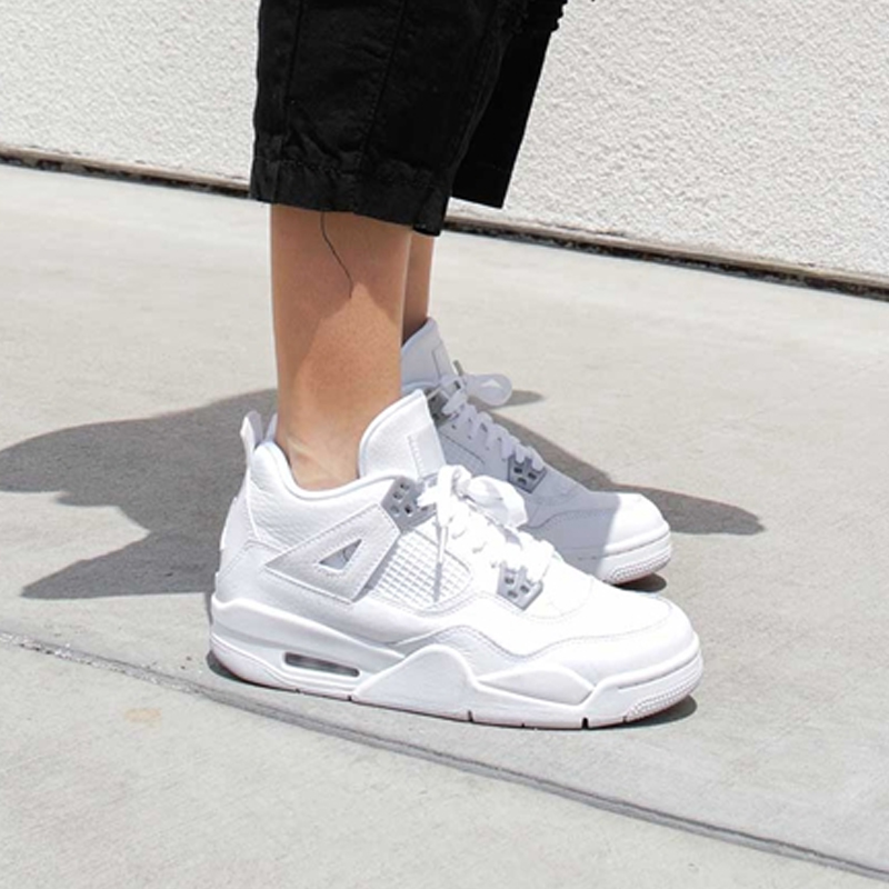 现货air jordan 4 pure money aj4 白银女鞋纯白篮球鞋408452-100