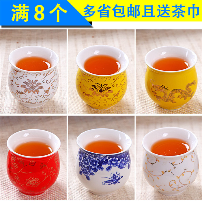 青花瓷杯子双层隔热功夫茶杯陶瓷茶杯茶具日式水杯不烫手景德镇
