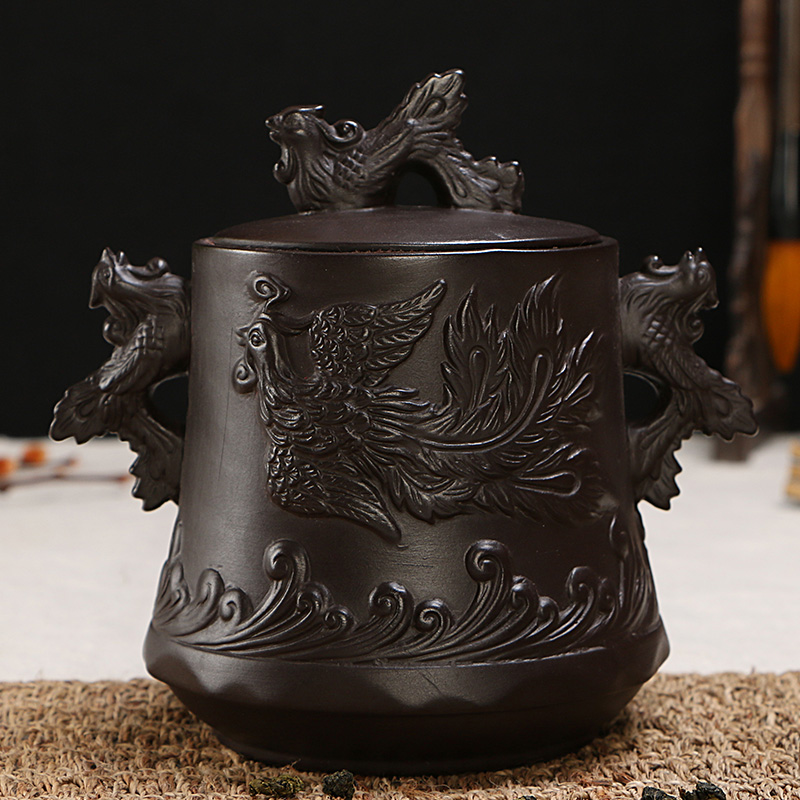 【天天特价】茶叶罐陶瓷中号紫砂密封罐普洱醒茶器包邮茶叶罐特价