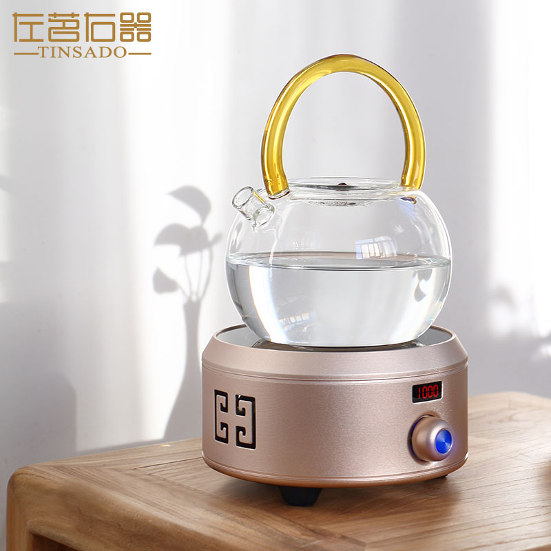 左茗右器 迷你智能电陶炉茶炉家用玻璃泡茶茶具烧水煮茶茶道套装