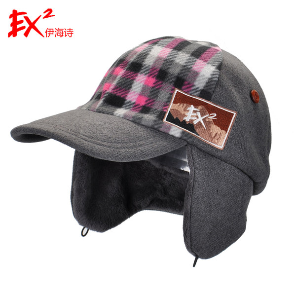 EX2伊海诗帽子冬季棒球帽加厚护耳抓绒帽男女款户外休闲帽342303