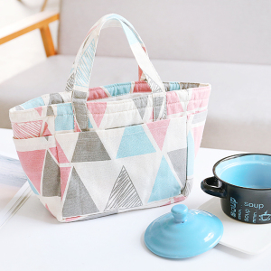 日系棉麻抽绳保温桶便当袋