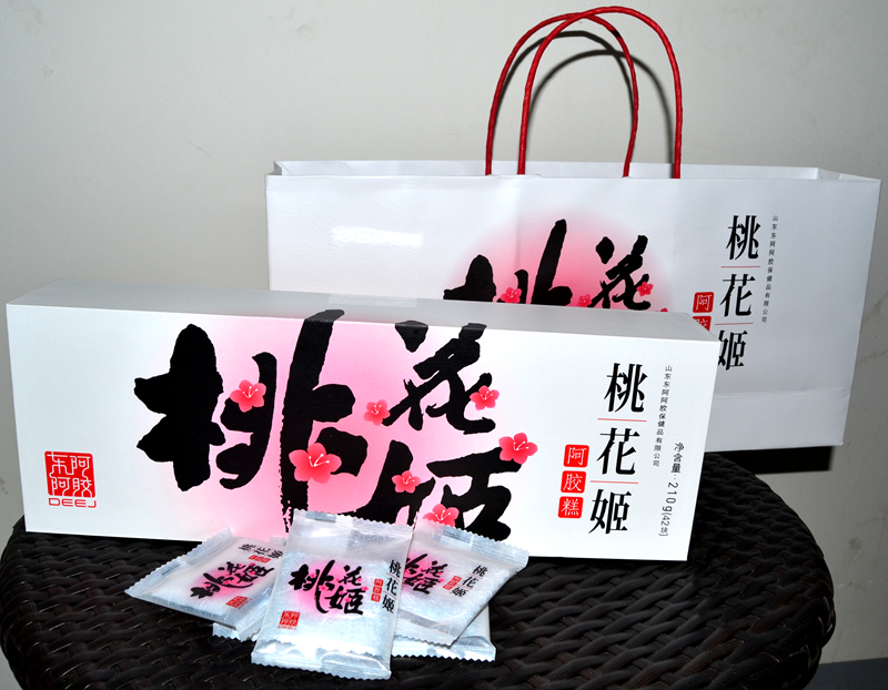东阿阿胶桃花姬阿胶糕210g克礼盒包装最新日期阿胶糕桃花姬阿胶糕