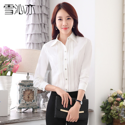 女土韩范新款蝴蝶结衬衫职业装短袖打底衫收腰