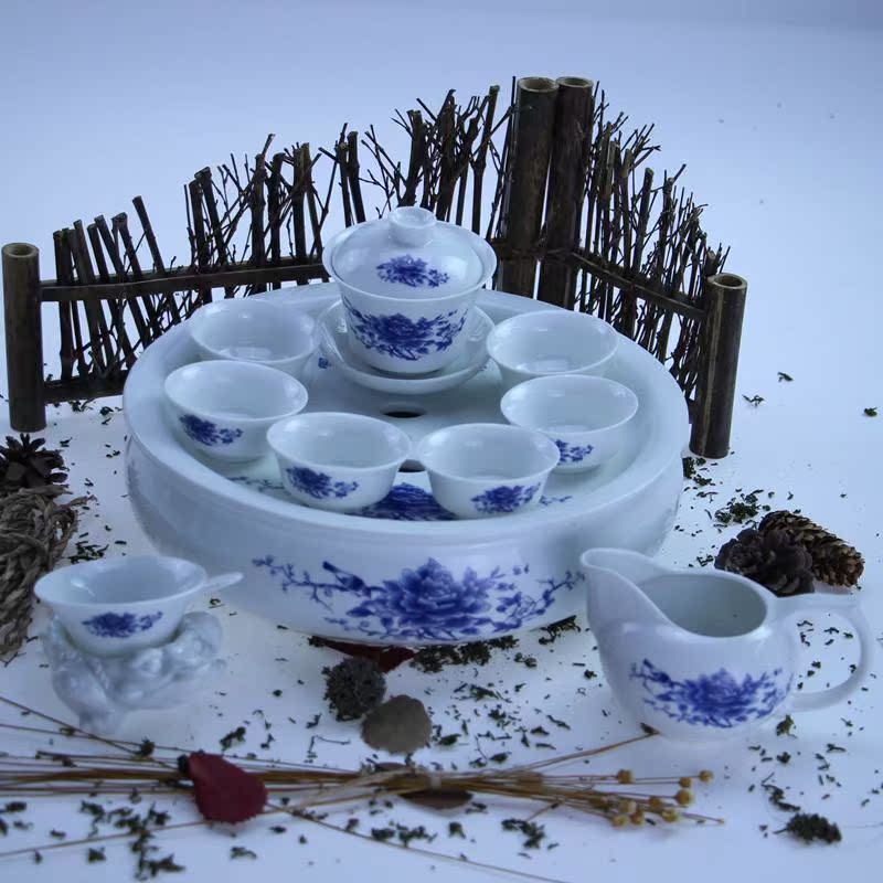 潮汕潮州整套功夫茶具 高档陶瓷茶具套装四合一茶盘茶海茶杯包邮