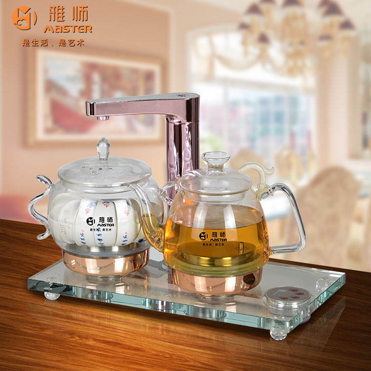 雅师水晶双炉套装电茶炉三合一烧水茶壶自动加水玻璃功夫茶具包邮