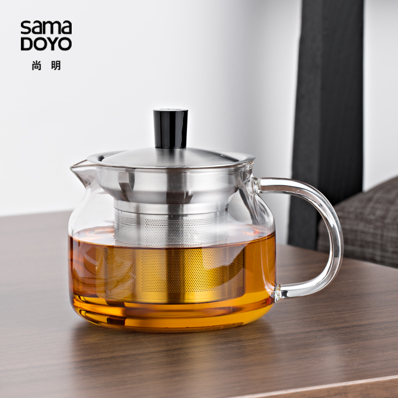 尚明红茶泡茶器可加热玻璃茶壶 不锈钢过滤内胆耐热玻璃加厚茶具