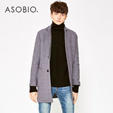 ASOBIO 秋冬男装 中长款男式毛呢大衣外套 3642434348