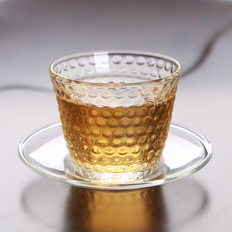 古德窑耐热水晶玻璃茶杯品茗杯小号功夫茶具花茶杯碗双层杯一口杯