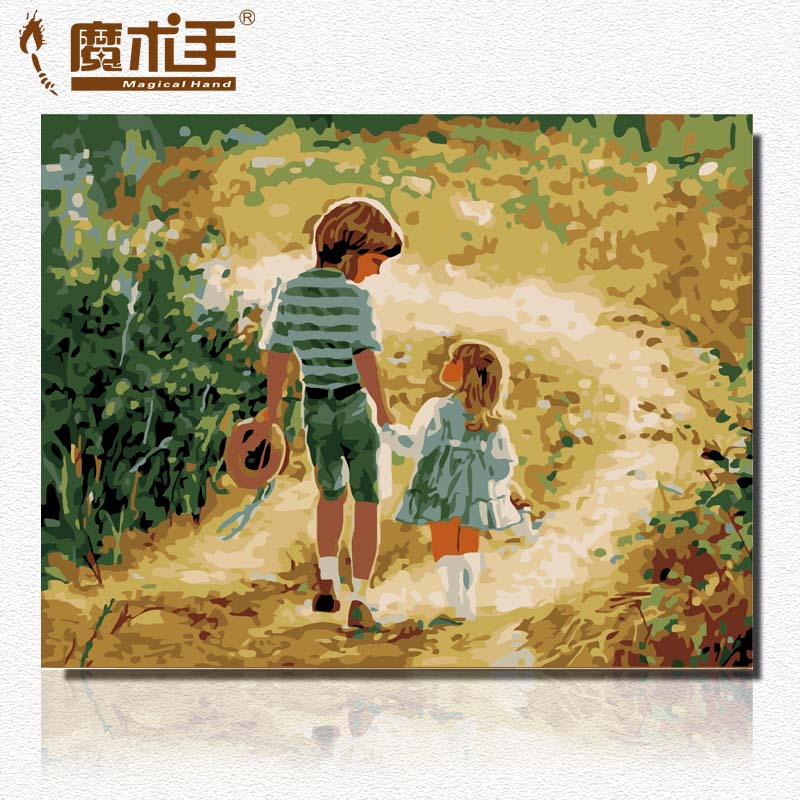 魔术手diy数字油画人物情侣卡通大幅客厅大幅手绘装饰